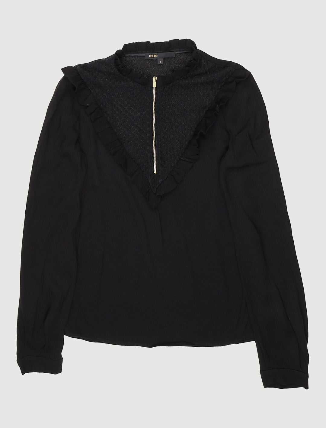 Top Bi-Matière Avec Collerette - Taille S/36