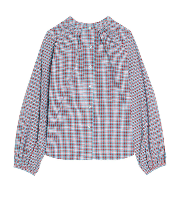 Blouse Joséphine turquoise à carreaux - 36