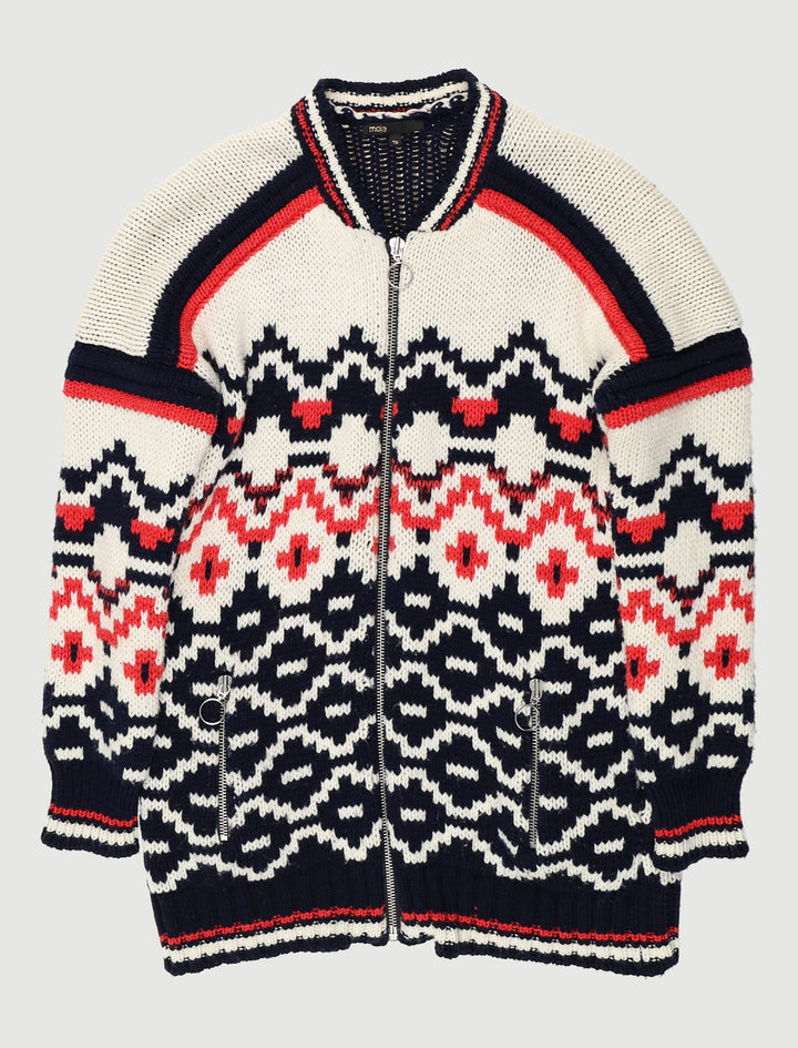 Cardigan En Maille Jacquard Tricolor - Taille T.U.