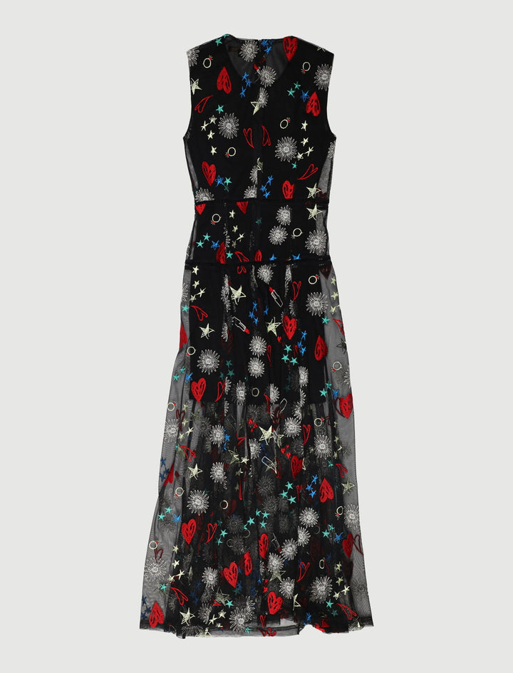 Robe Longue Avec Broderies En All-Over - Taille S/36