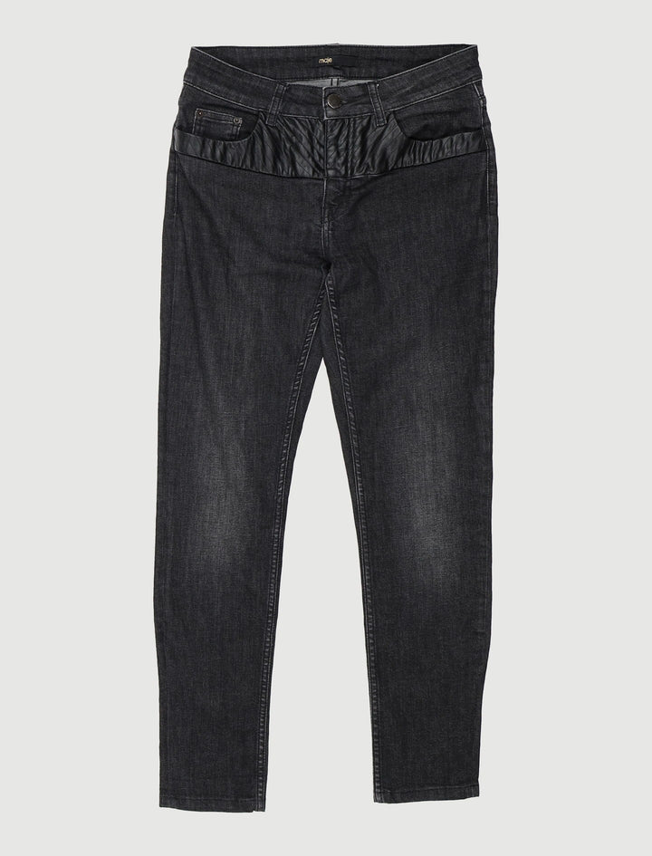 Jean Slim Avec Détails En Similicuir - Taille M/38