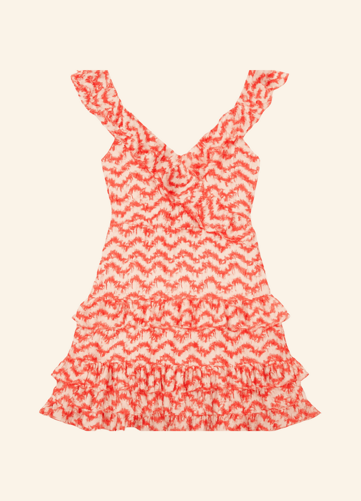 Robe rouge à motifs - Taille XS/34