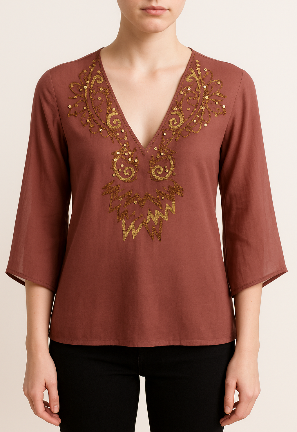 Blouse rose foncé avec détails - Taille XS/34