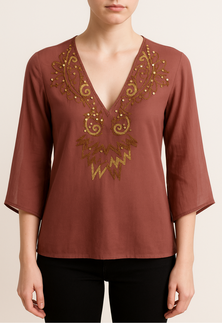 Blouse rose foncé avec détails - Taille XS/34
