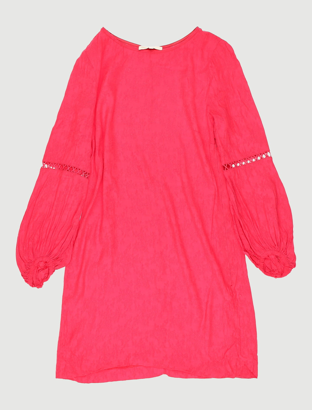 Robe Manches Ballons Avec Dentelle Fushia - Taille S/36