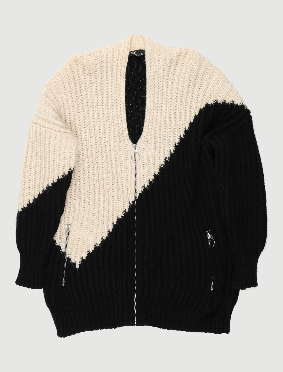 Cardigan Loose En Maille Bicolor - Taille T.U.