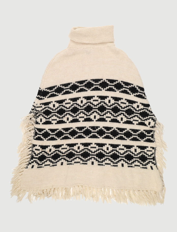 Poncho Ethnique En Maille Jacquar - Taille T.U.
