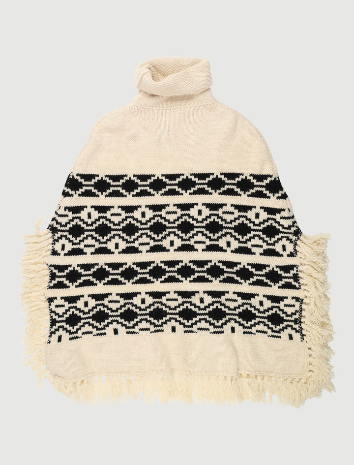 Poncho Ethnique En Maille Jacquar - Taille T.U.