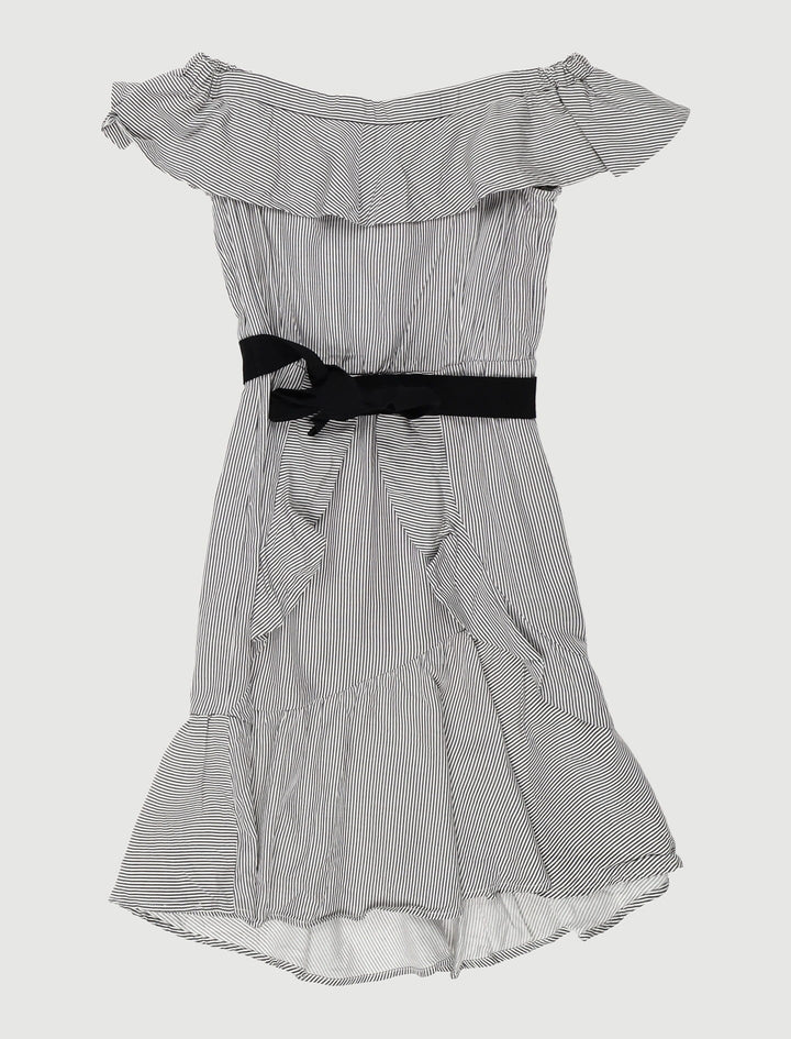 Robe A Rayures Epaules Denudees Imprime - Taille S/36