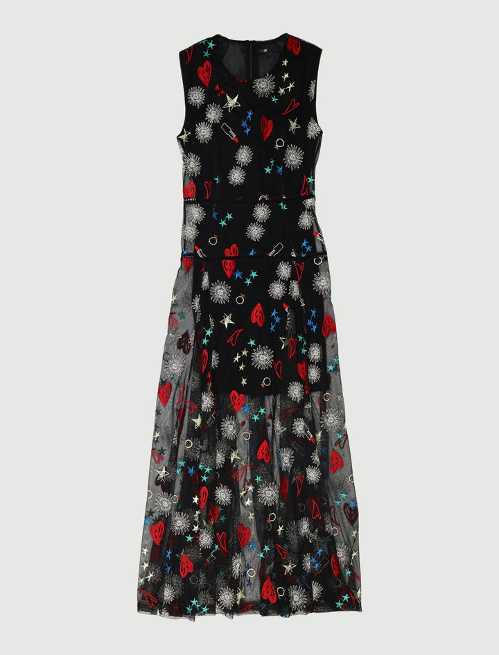 Robe Longue Avec Broderies En All-Over - Taille S/36