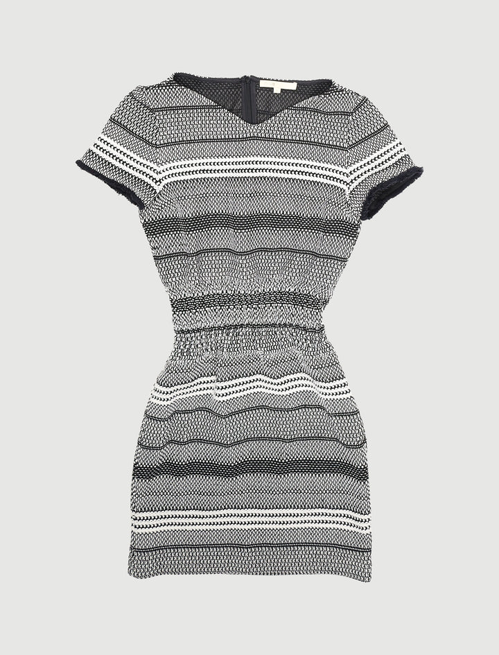 Robe En Maille Bicolore À Smocks - Taille S/36