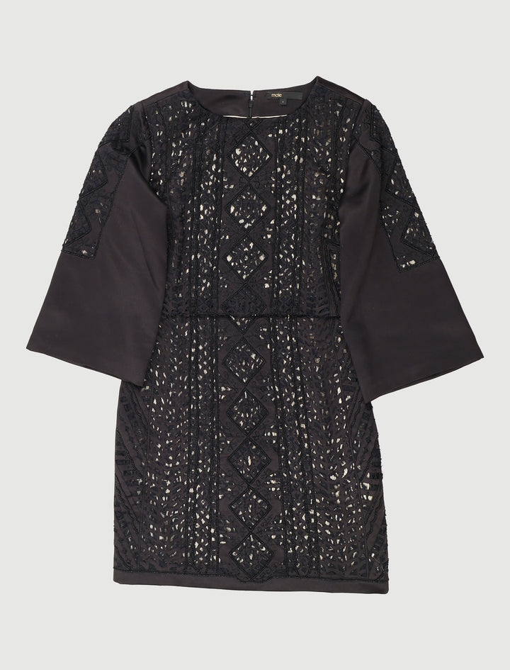 Robe Courte En Satin Brodée De Perles - Taille S/36