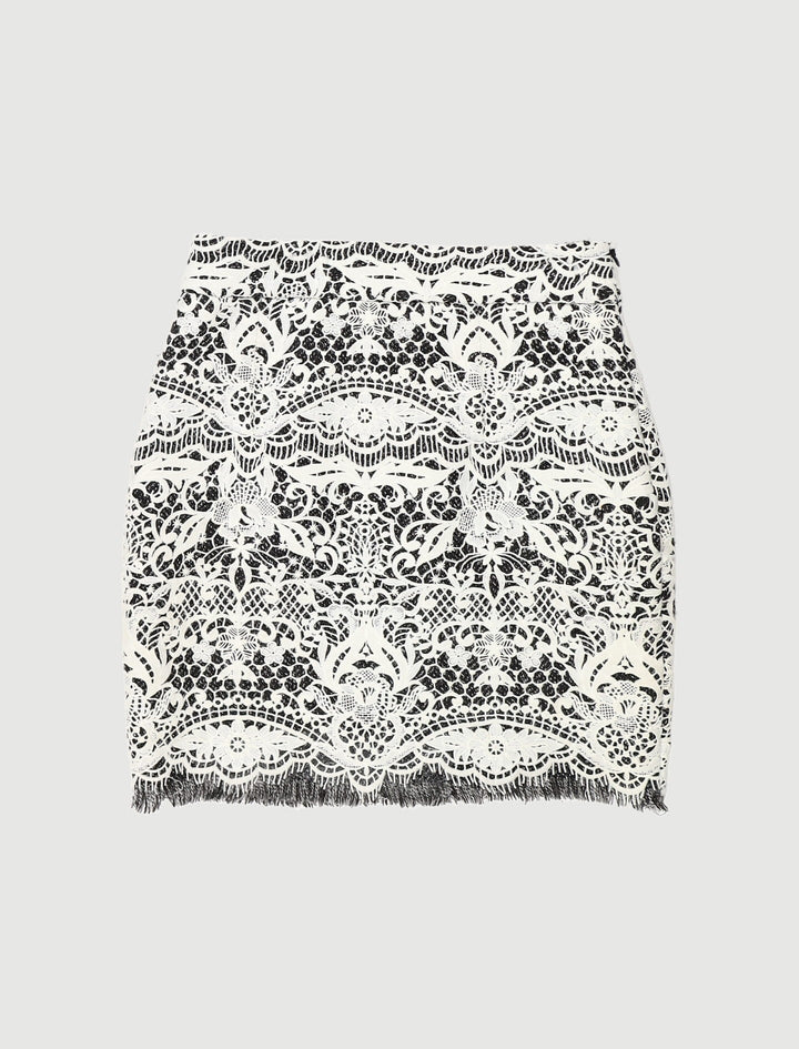 Jupe Courte En Guipure Contrecollée - Taille M/38