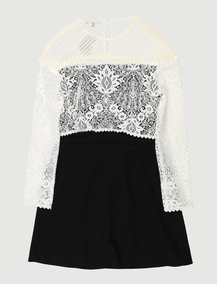 Robe Avec Dentelle Et Plumetis - Taille L/40