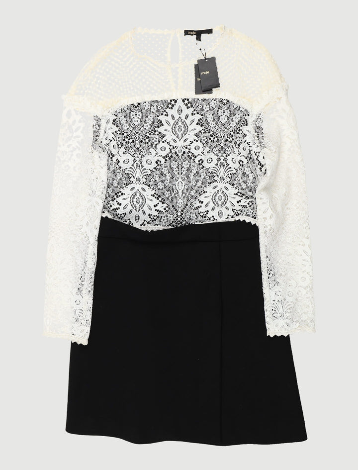 Robe Avec Dentelle Et Plumetis - Taille L/40