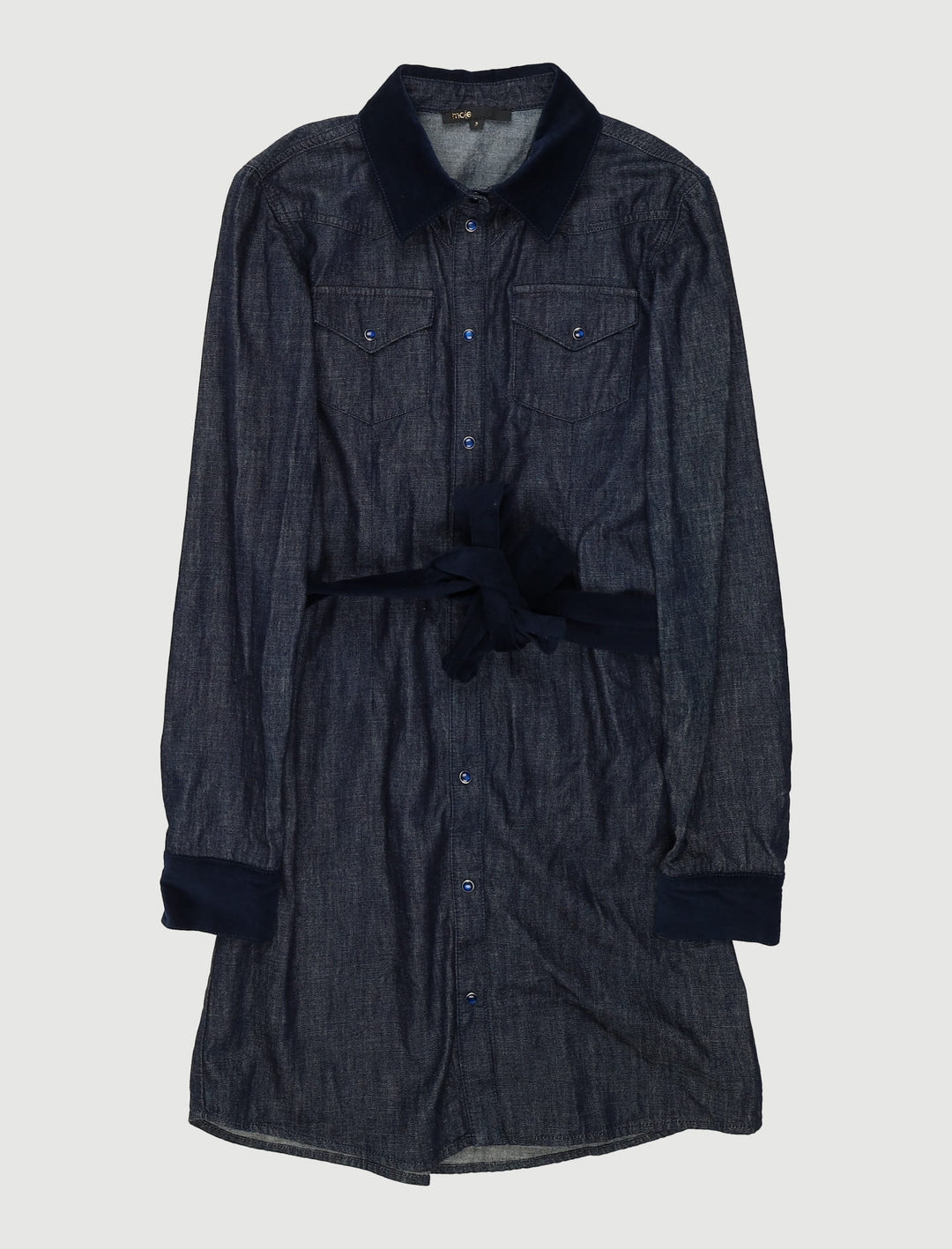 Robe En Denim Avec Détails En Velours - Taille M/38