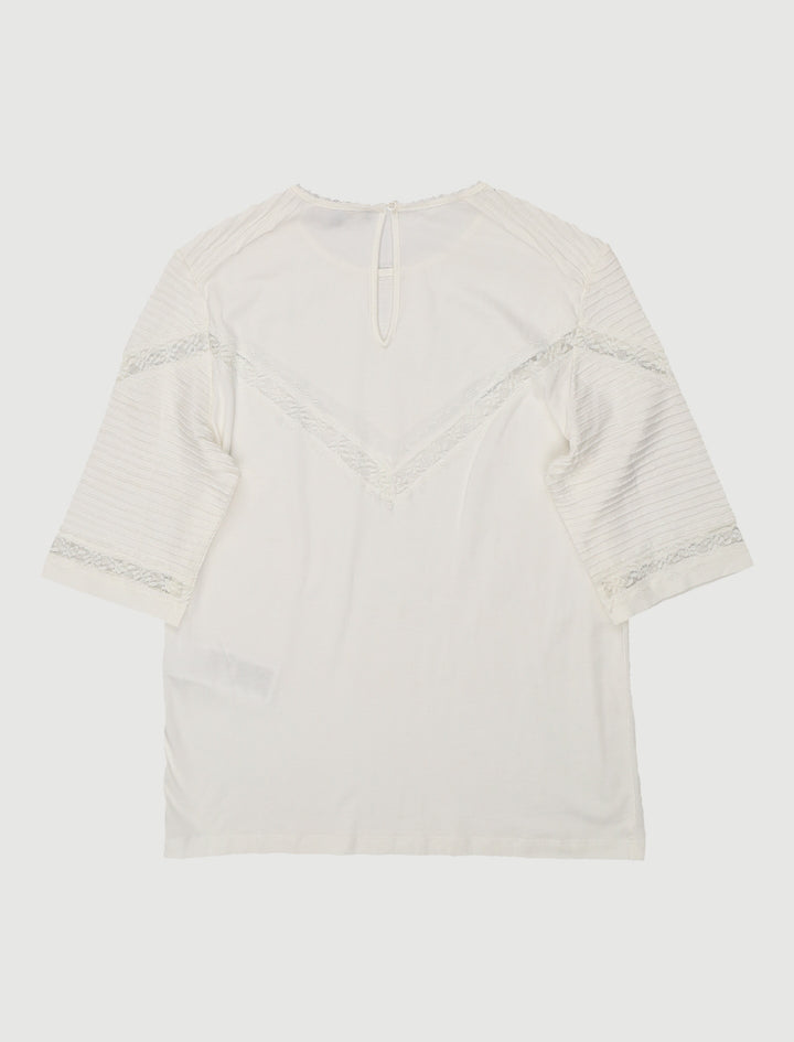 Tee-Shirt Avec Galons De Dentelle - Taille S/36