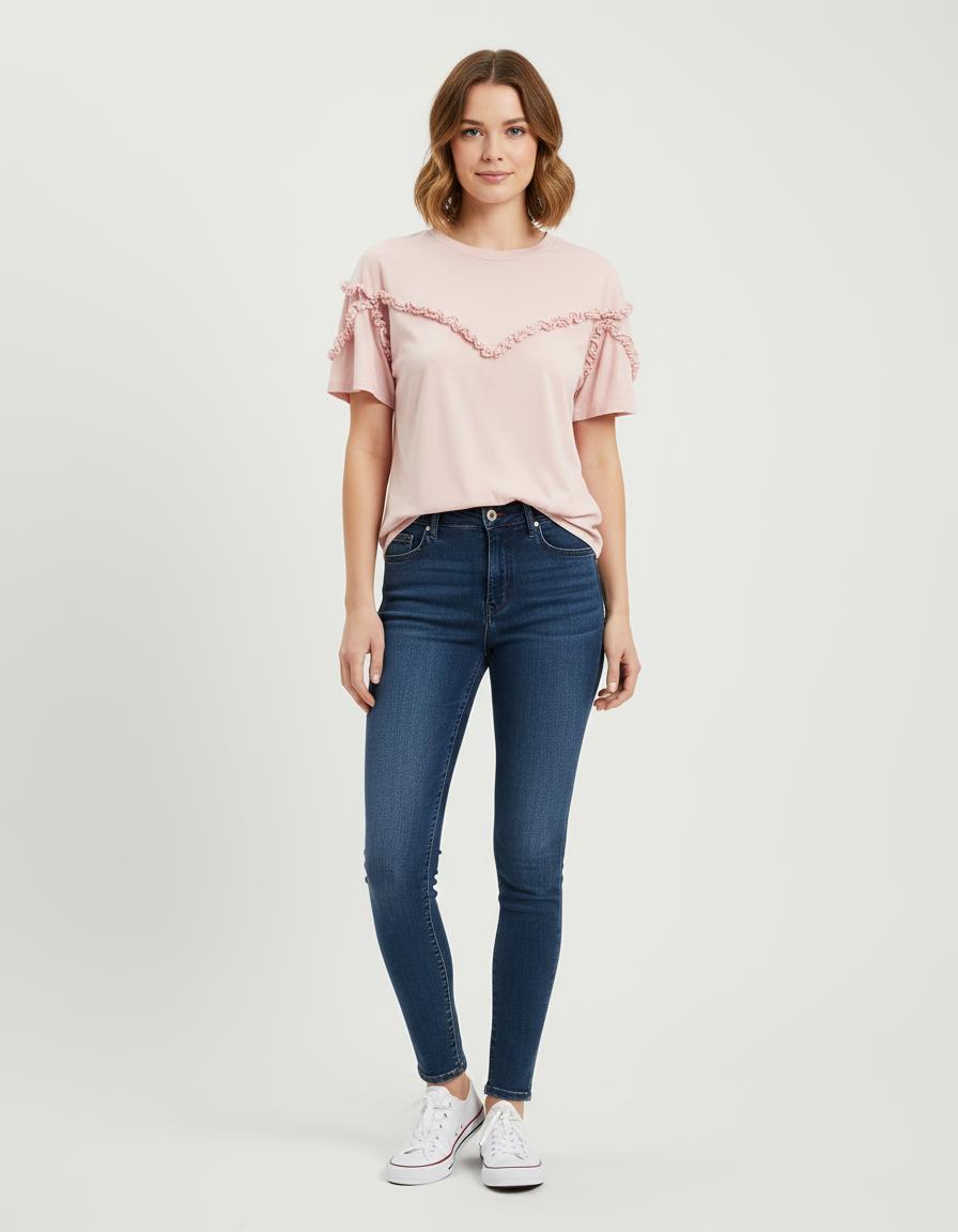 Tee-Shirt Avec Détail Volanté - Taille M/38