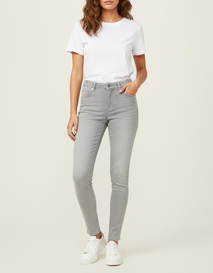 Jean Skinny Taille Haute Avec Broderies - Taille XS/34