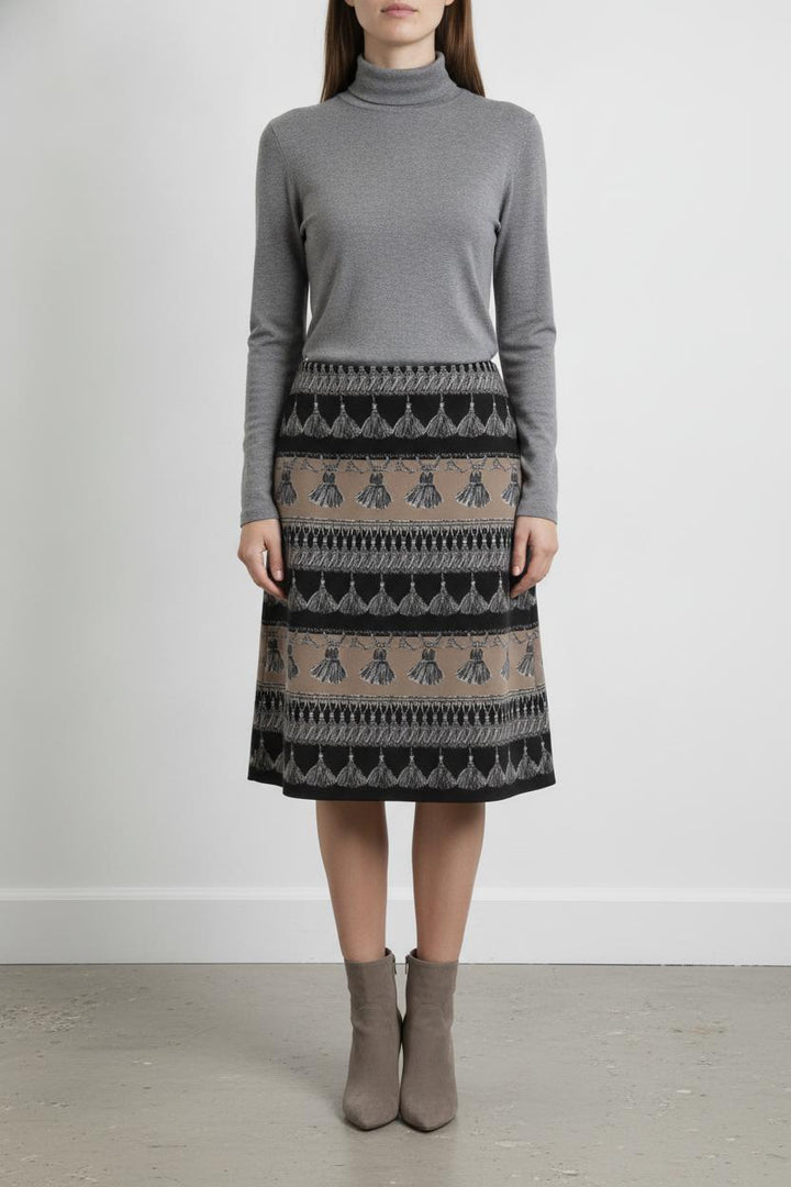 Jupe Droite Noire et Beige - Taille S/36 de la marque Max Mara | CAS1031 - Vendu par Paradigme - Image 1