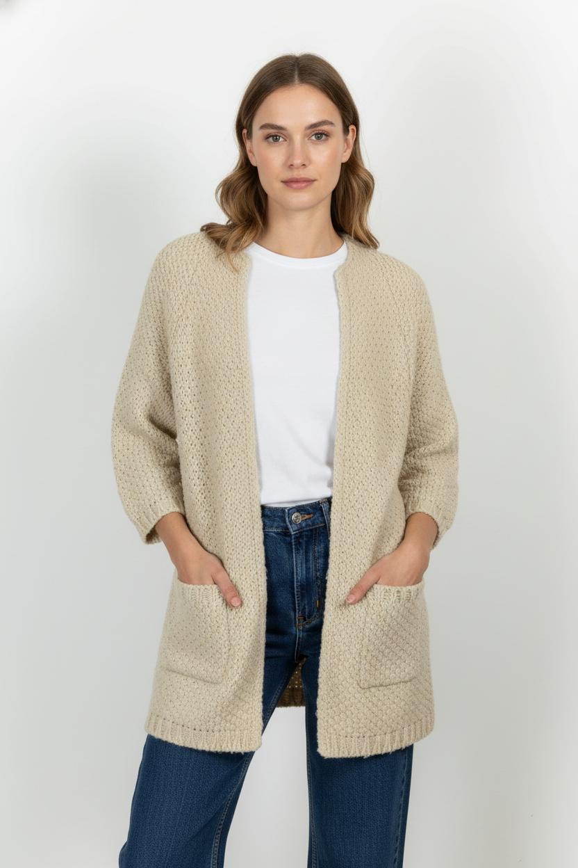 Gilet Beige - Taille S/36 de la marque La Fée Maraboutée | CV3123 - Vendu par Paradigme - Image 1