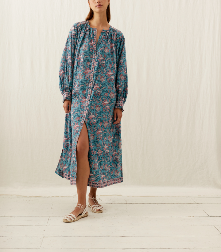 Robe Longue Bleu et Rose - Taille S/36