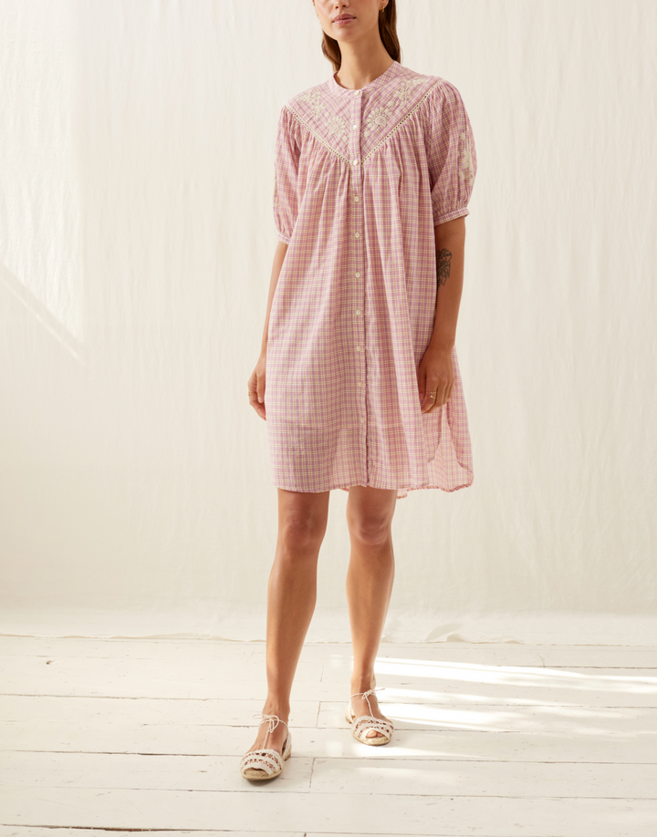 Robe Chemise Rose et Beige - Taille S/36