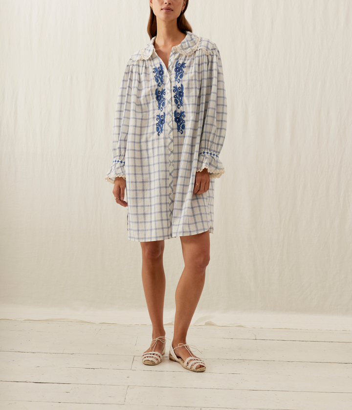Robe Courte Blanche et Bleue - Taille S/36