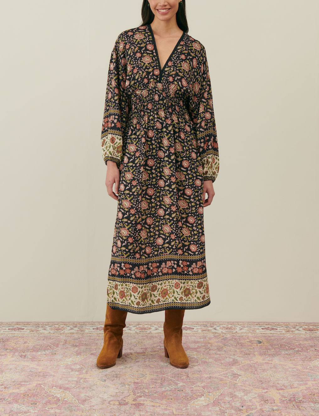 Robe Longue Noire et Beige - Taille S/36