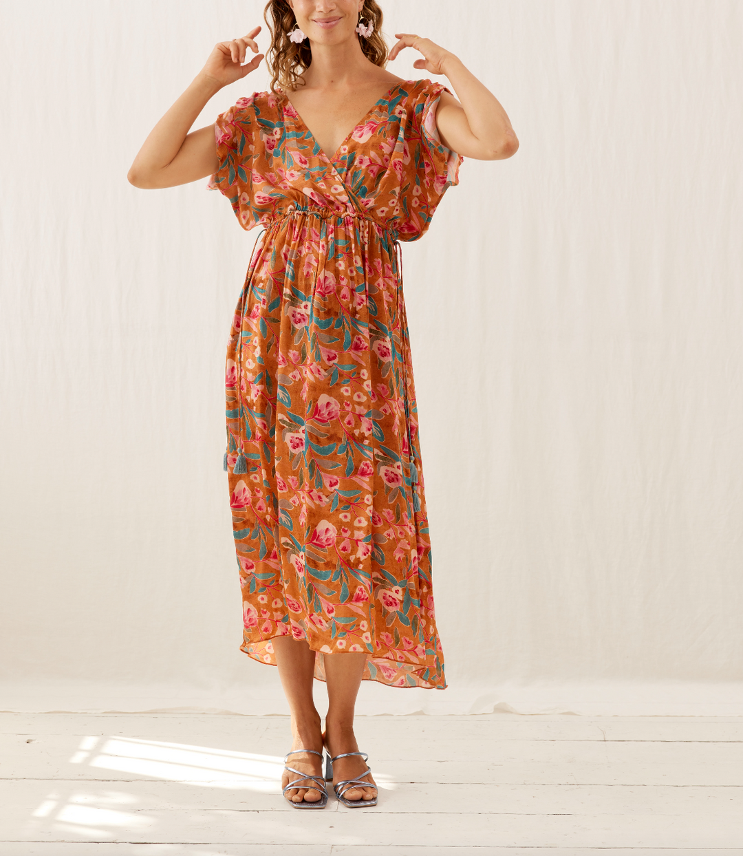 Robe Longue Orange et Rose - Taille S/36