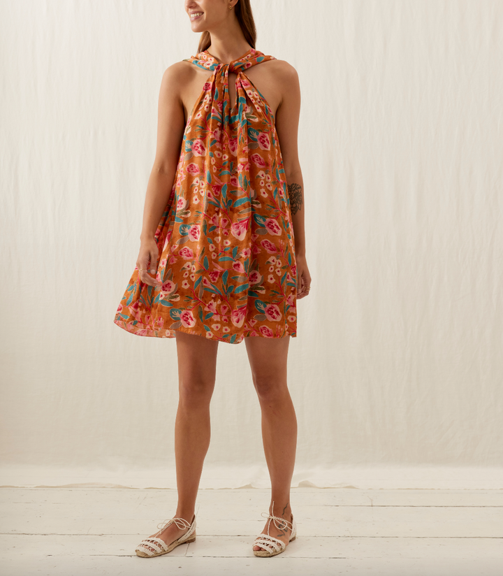 Robe Fleurie Orange et Rose - Taille S/36