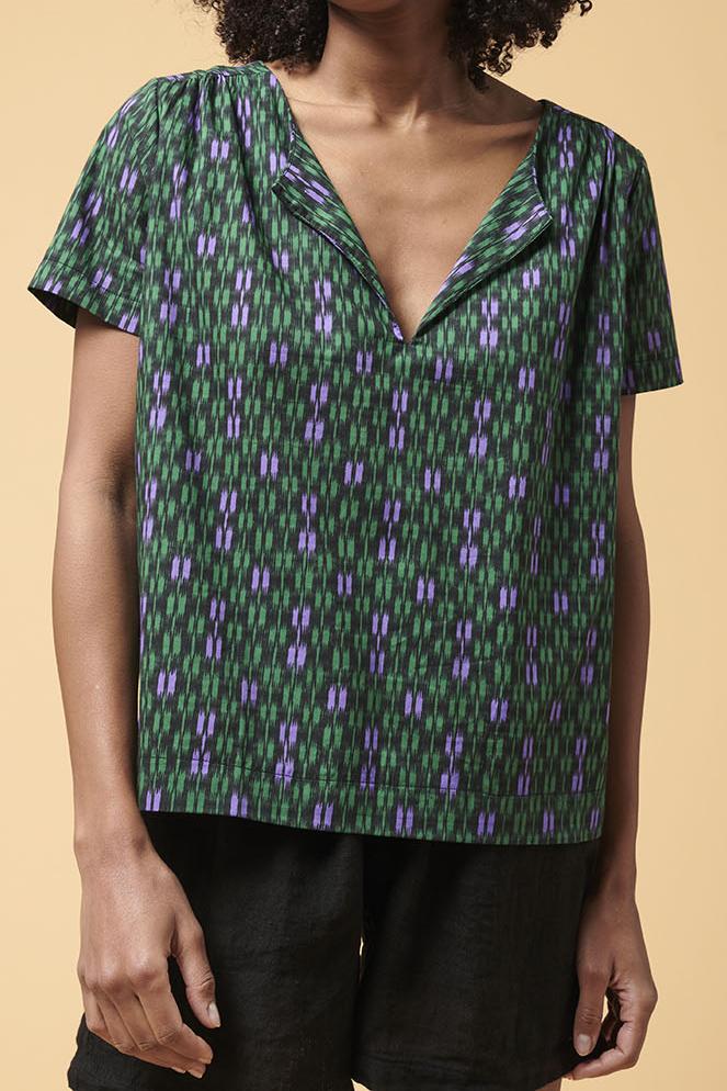 Blouse verte et violette - Taille M/38