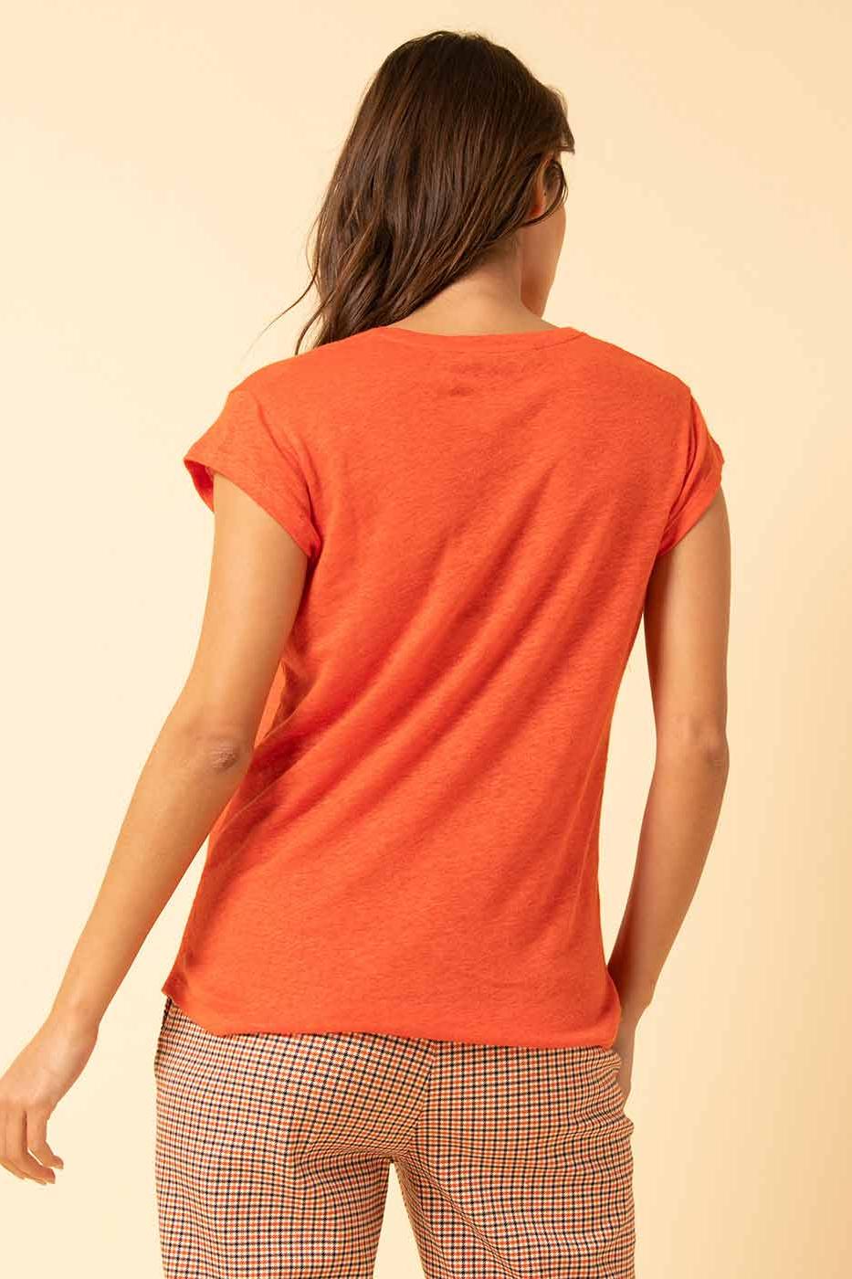 Tee-shirt en lin petites manches tombantes -  XL/42