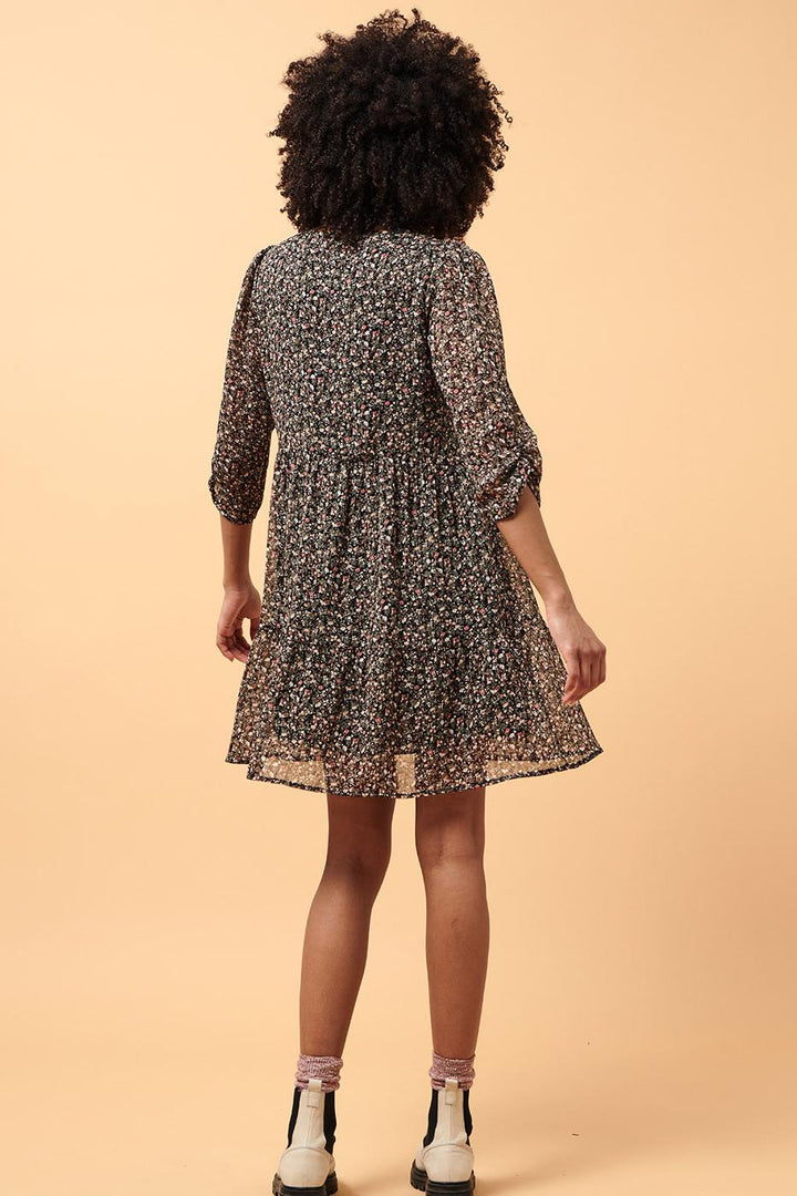 Short printed long-sleeved dress - M/38