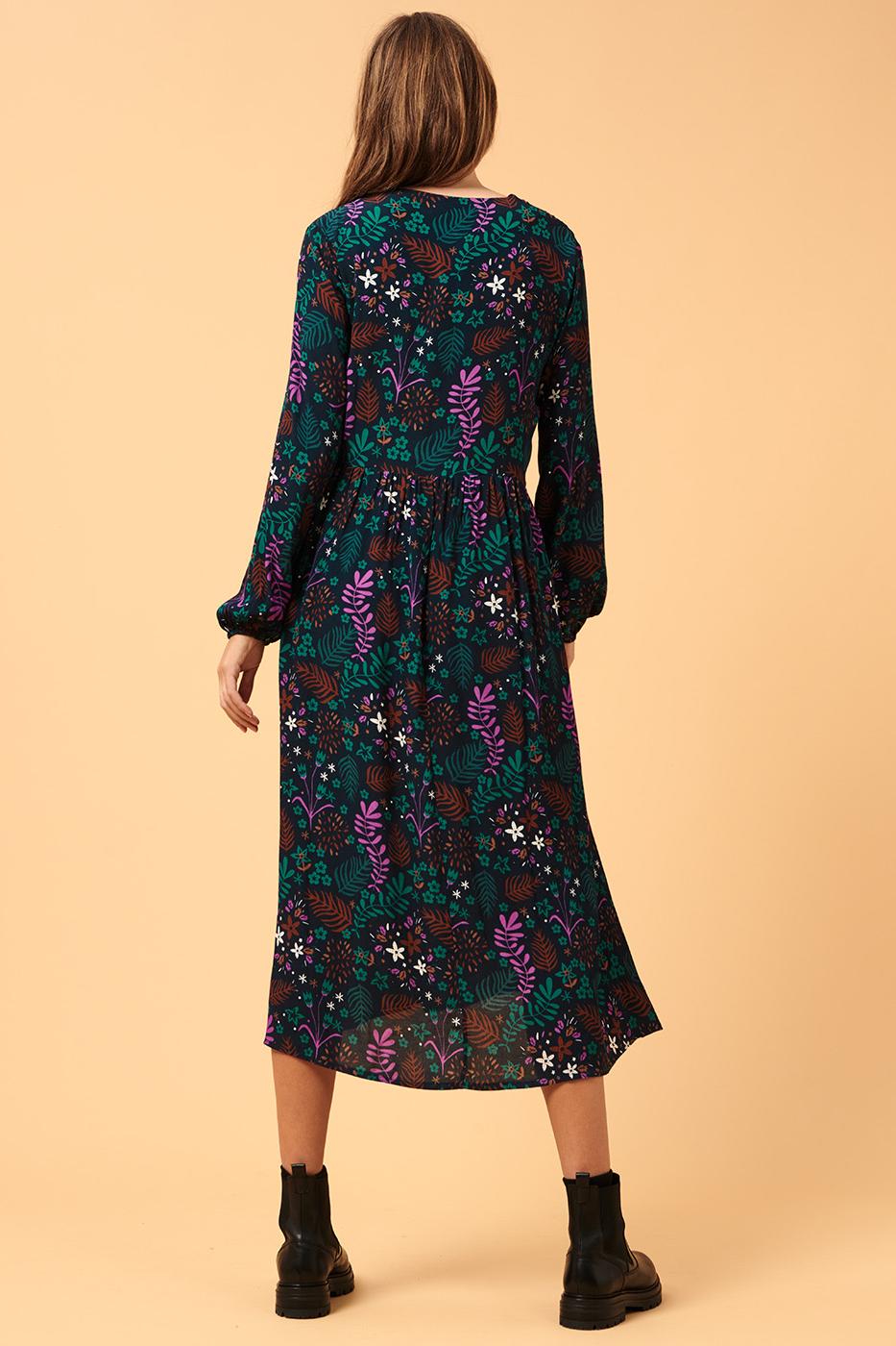 Long floral dress with long sleeves - S/36