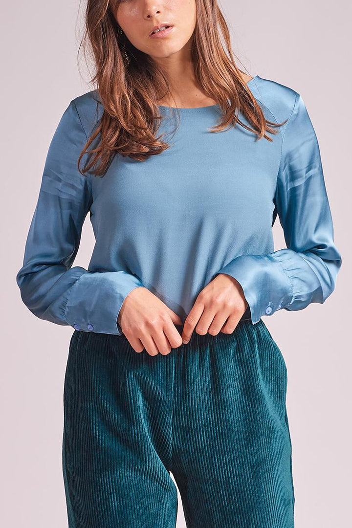Blouse bleu longue manche - S/36