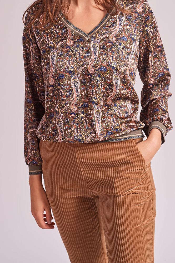 Blouse multicolore marron - Taille L/40