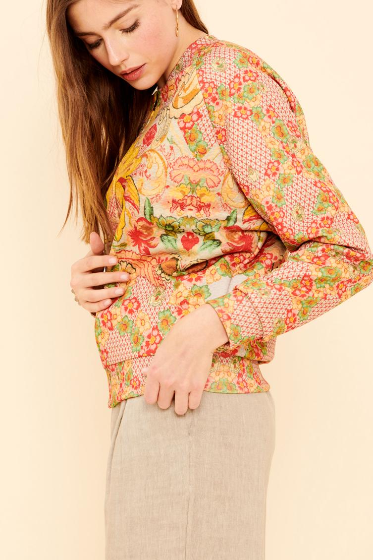 Printed jacket in stretch textured fabric - M/38