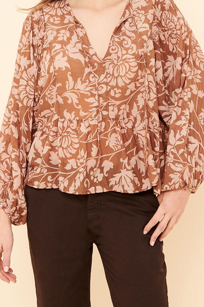 Blouse manches longues imprimé hawaï - M/38