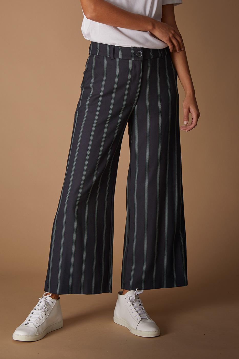 Pantalon large à rayures vertes -  L/40