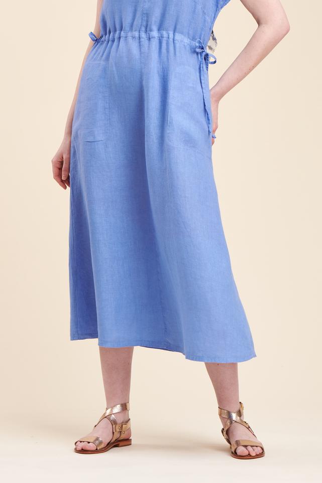 Robe mi-longue en lin uni - S/36