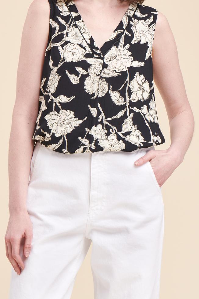 Top sans manches imprimé grandes fleurs - 36