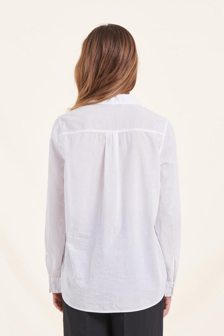 Chemise unie blanche en voile de coton - XS/34