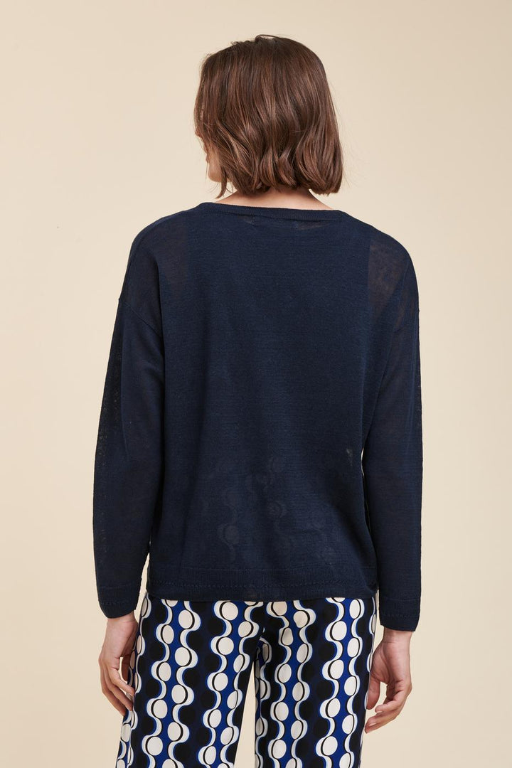 Pull fluide en lin, manches courtes -  XS/34