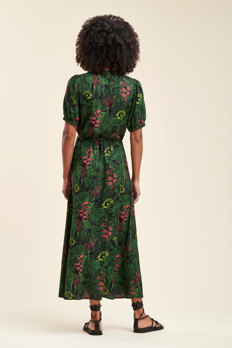 Robe portefeuille longue à imprimé végétal -  S/36