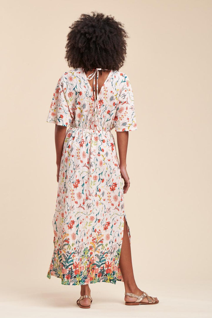 Robe longue en coton gaufré à imprimé fleuri - S/36