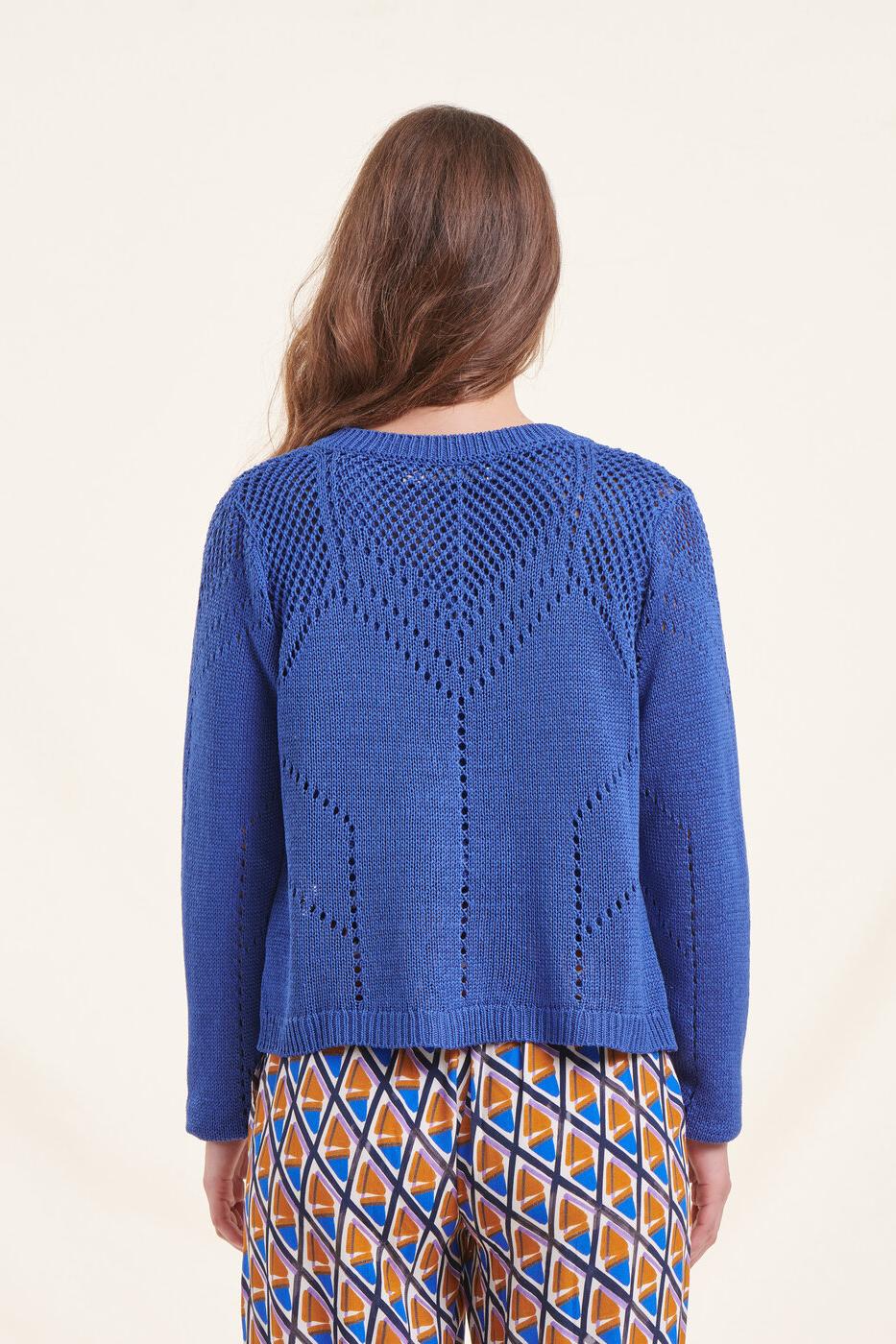 Gilet bleu roi manches longues encolure ronde - XS/34