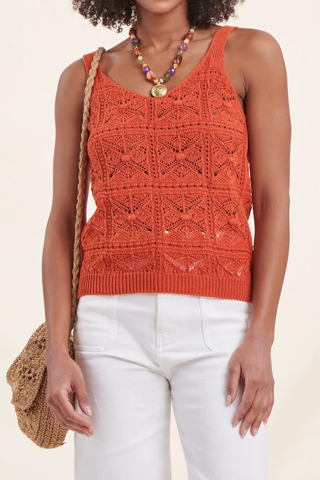 Débardeur tricoté orange - Taille XS/34