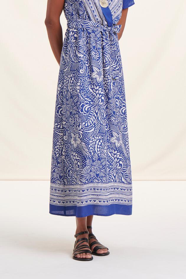 Robe longue bleue à motifs - Taille L/40