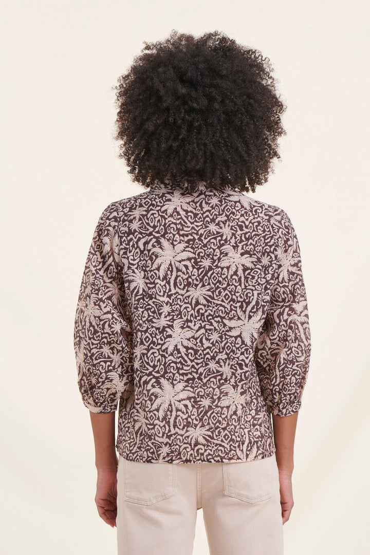 Blouse marron à motifs - Taille XL/42